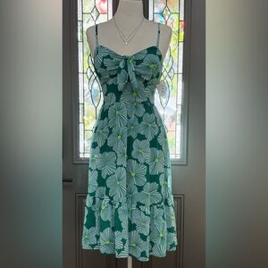 A.U.W. Green Floral Spaghetti Strap Lainy Dress